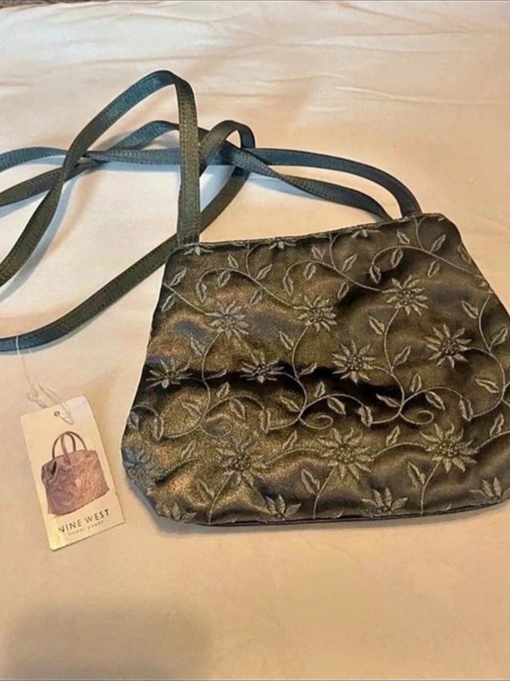 Nine West Floral Shoulder Bag Brown & Black